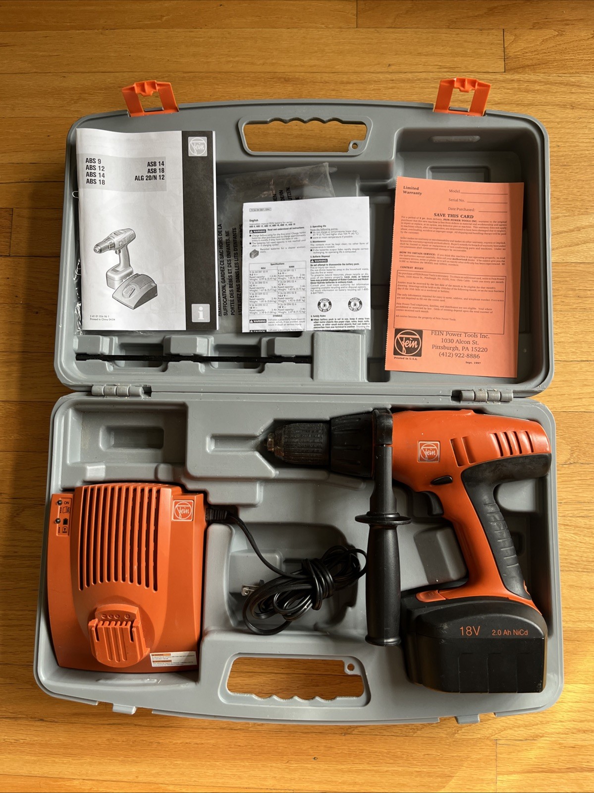 FEIN Handymaster ABS18 Drill Cordless With Case & Manual