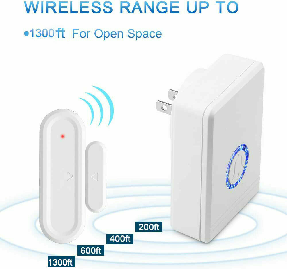 Wireless Doorbell Sensor Window Alarm Magnetic Door Chime 400m 3Sensor+2Receiver