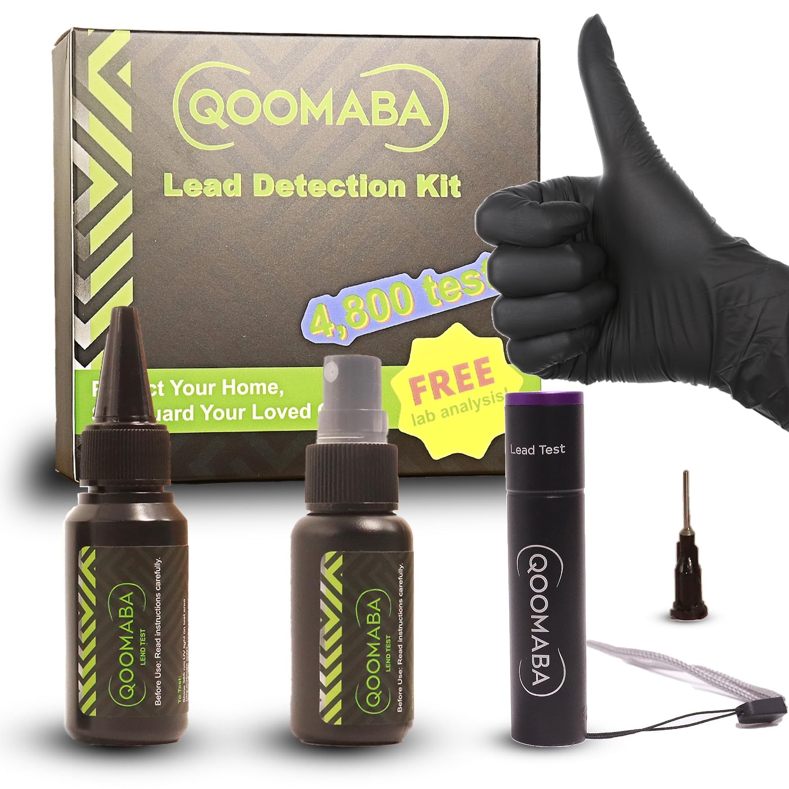 QOOMABA Lead Test Kit – 2‑Bottle Testing for Dishes & Paint,...