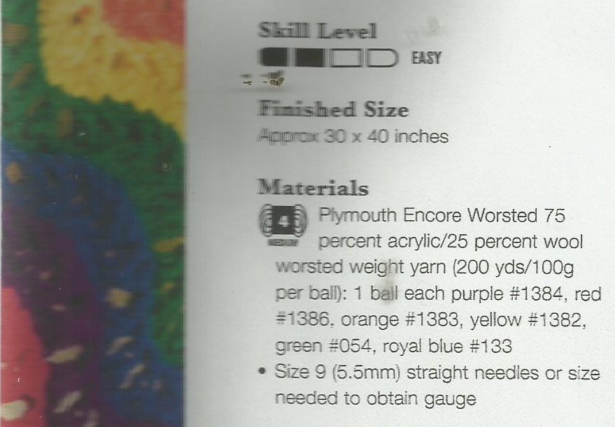 C0776 RAINBOW BABY AFGHAN KNITTING PATTERN/INSTRUCTIONS