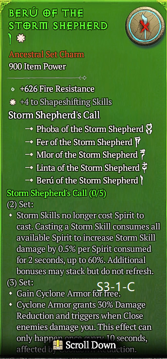 🔥 Diablo 4 Season 14 🔥Charm · Druid   GA  +4 to Werewolf Skills