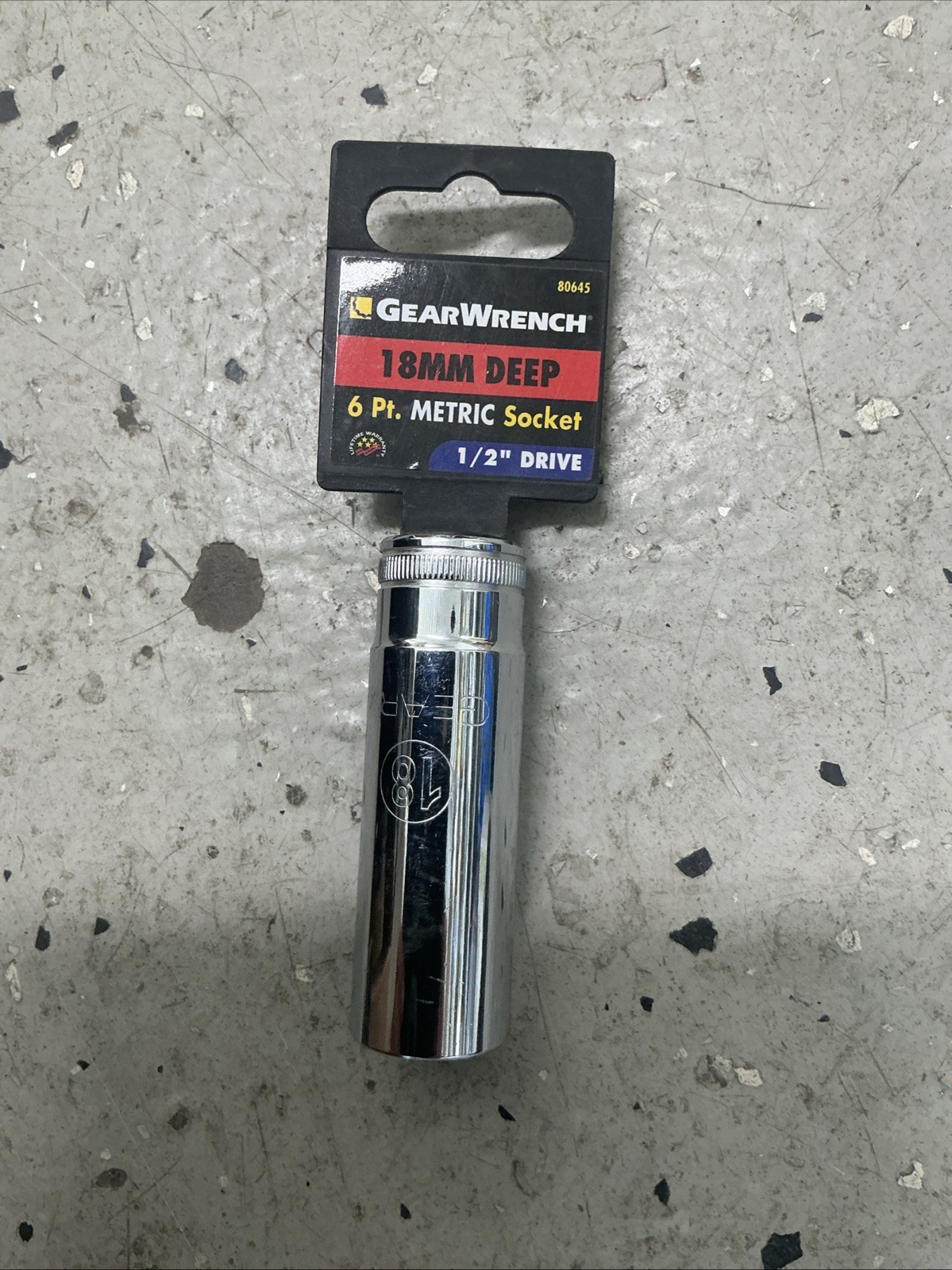 GEARWRENCH 1/2" Drive 6 Point Deep Metric Socket 18mm - 80645 18-mm, Chrome
