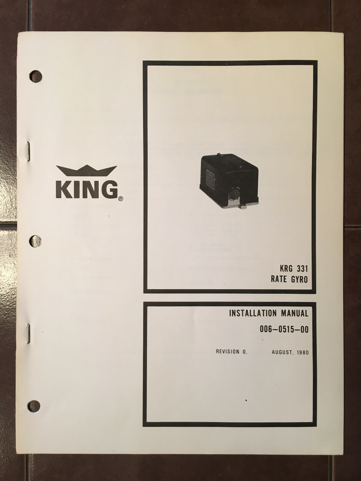 King Radio KRG 331 Gyro install manual