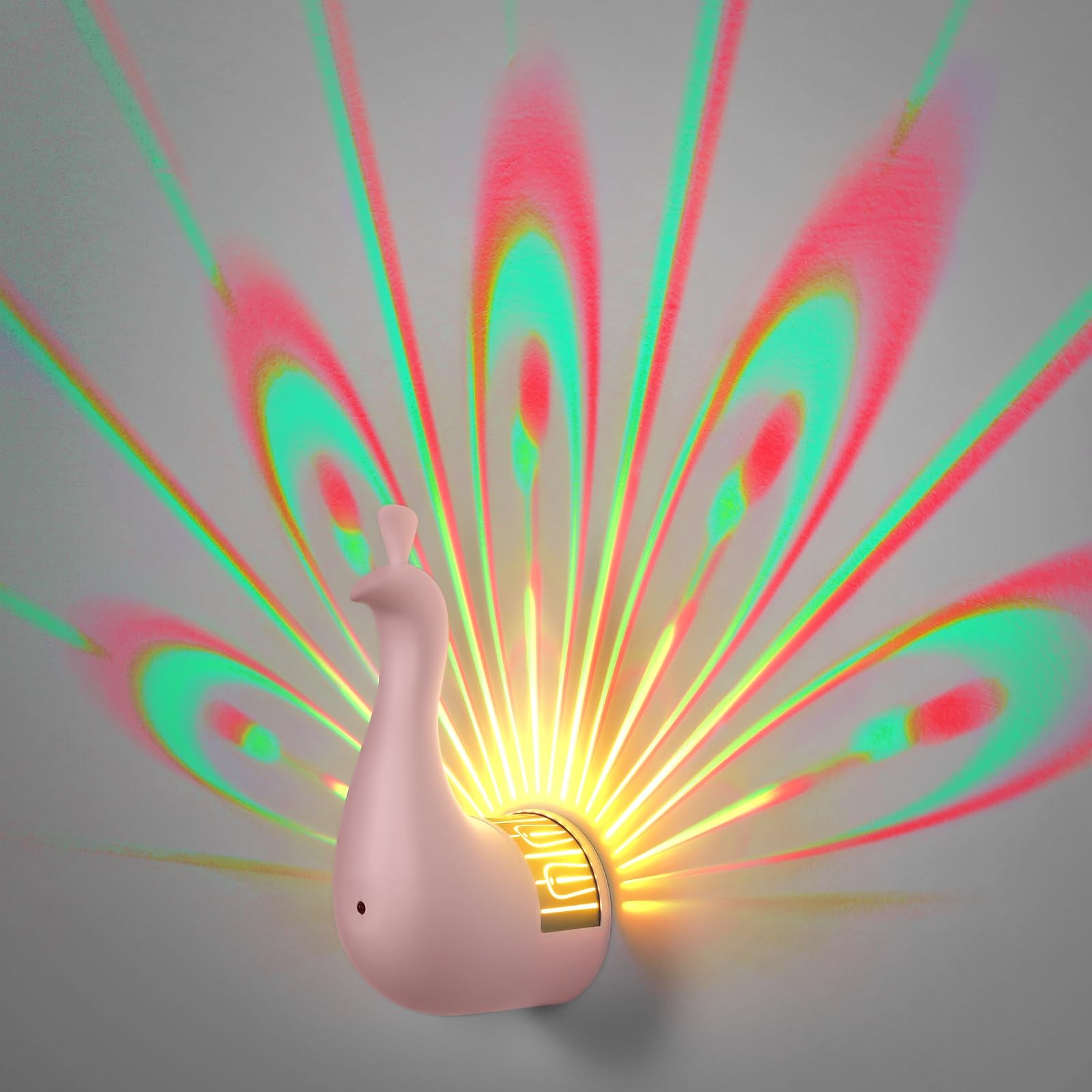 BomKra Peacock Wall Lamp,7 Colors Atmosphere 7.48 x 3.07 x 4.33 inches, Pink