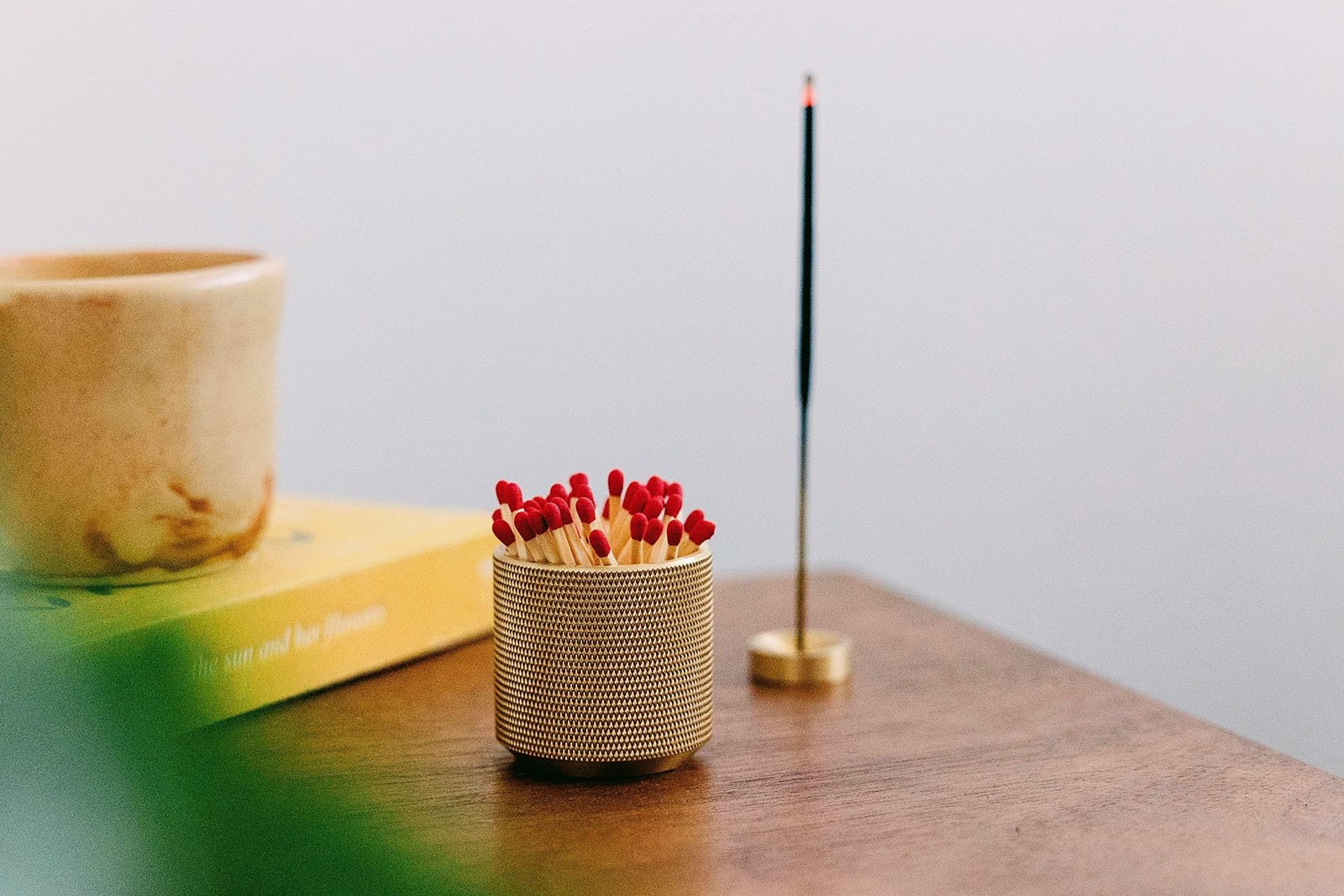 Match Holder with Striker - Bonus Incense - 100% Solid Brass Gold