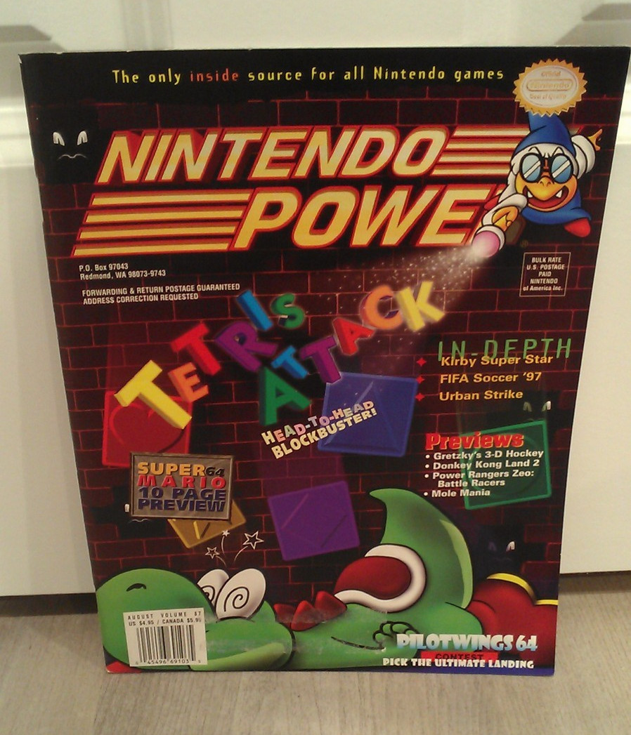 Nintendo Power Magazine Vol 87 August 1996 Tetris Attack With Pilotwings Poster