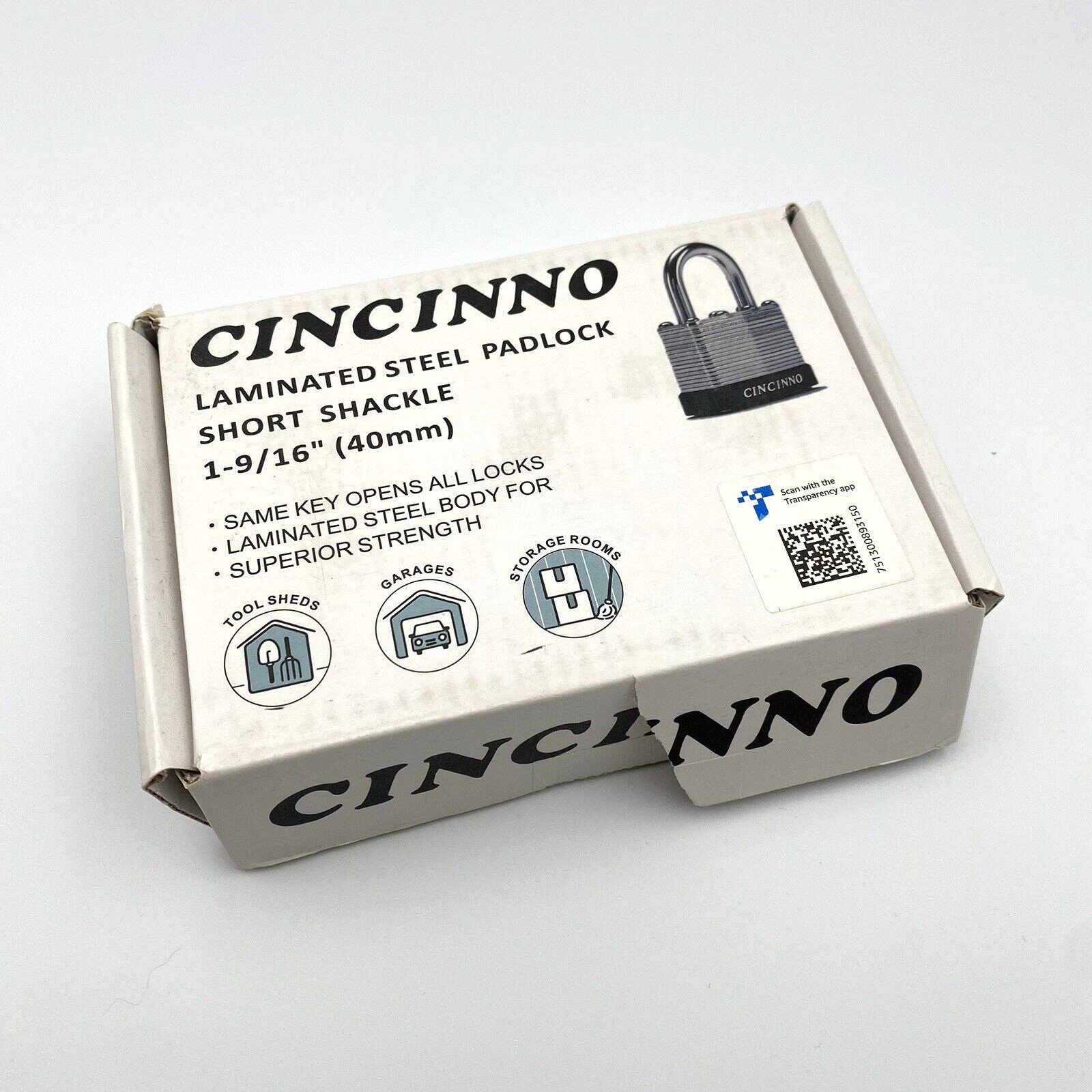 Cincinno Short Shackle 1 -9/16" Laminated Steel Padlocks w/Keys 6-Pack OPEN BOX