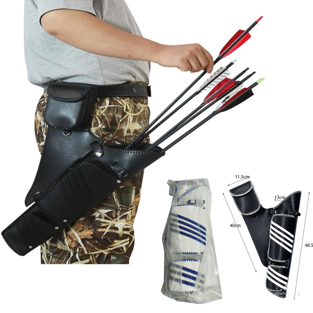 Archery Hip Quivers Genuine Leather Handmade Quivers with Pouch Arrows Holder