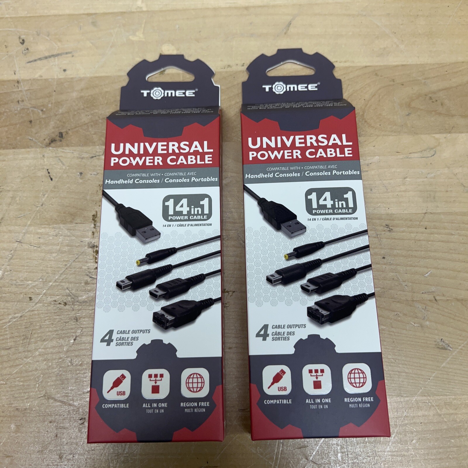 (2 PACK) Tomee Universal Power USB Cable For Handheld Consoles / Consoles