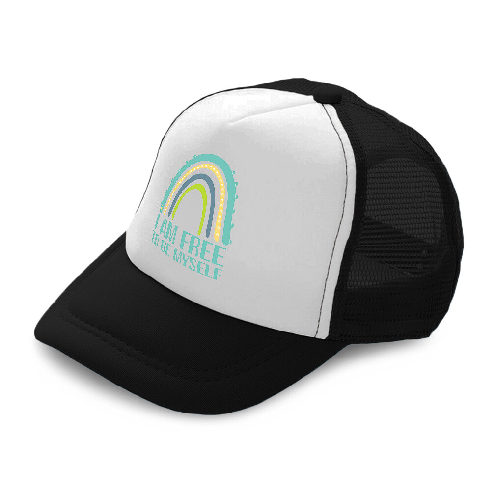 Kids Trucker Hat I Am Free to Be Myself Rainbow Polyester Boys Caps & Girls Caps