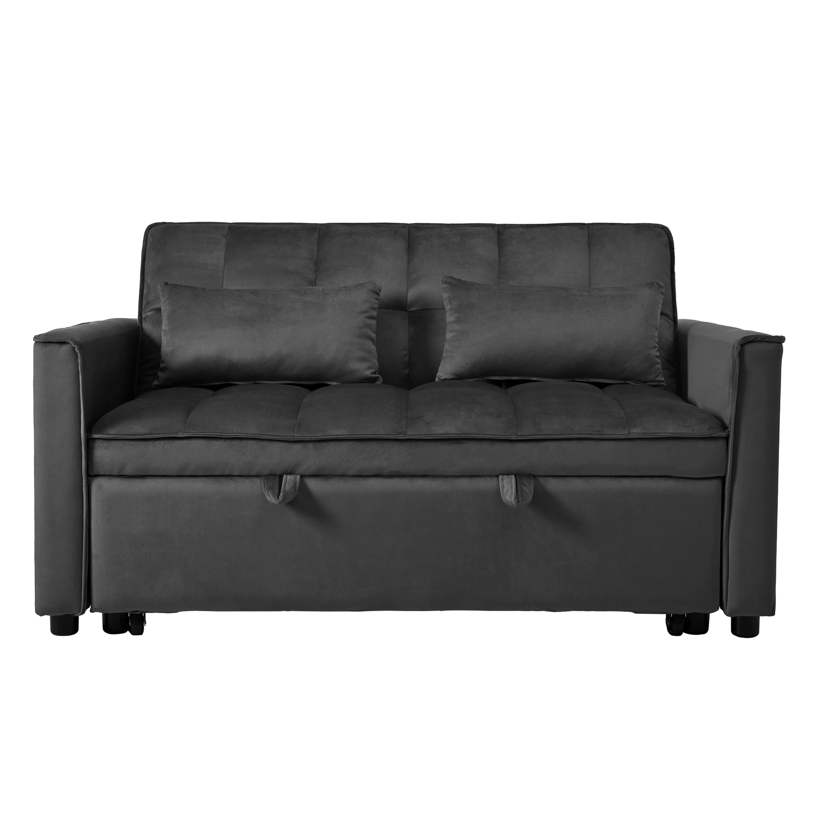 Soft Velvet High Density Foam Sofa Bed Pull Out Couch Bed Metal Frame Wood Legs