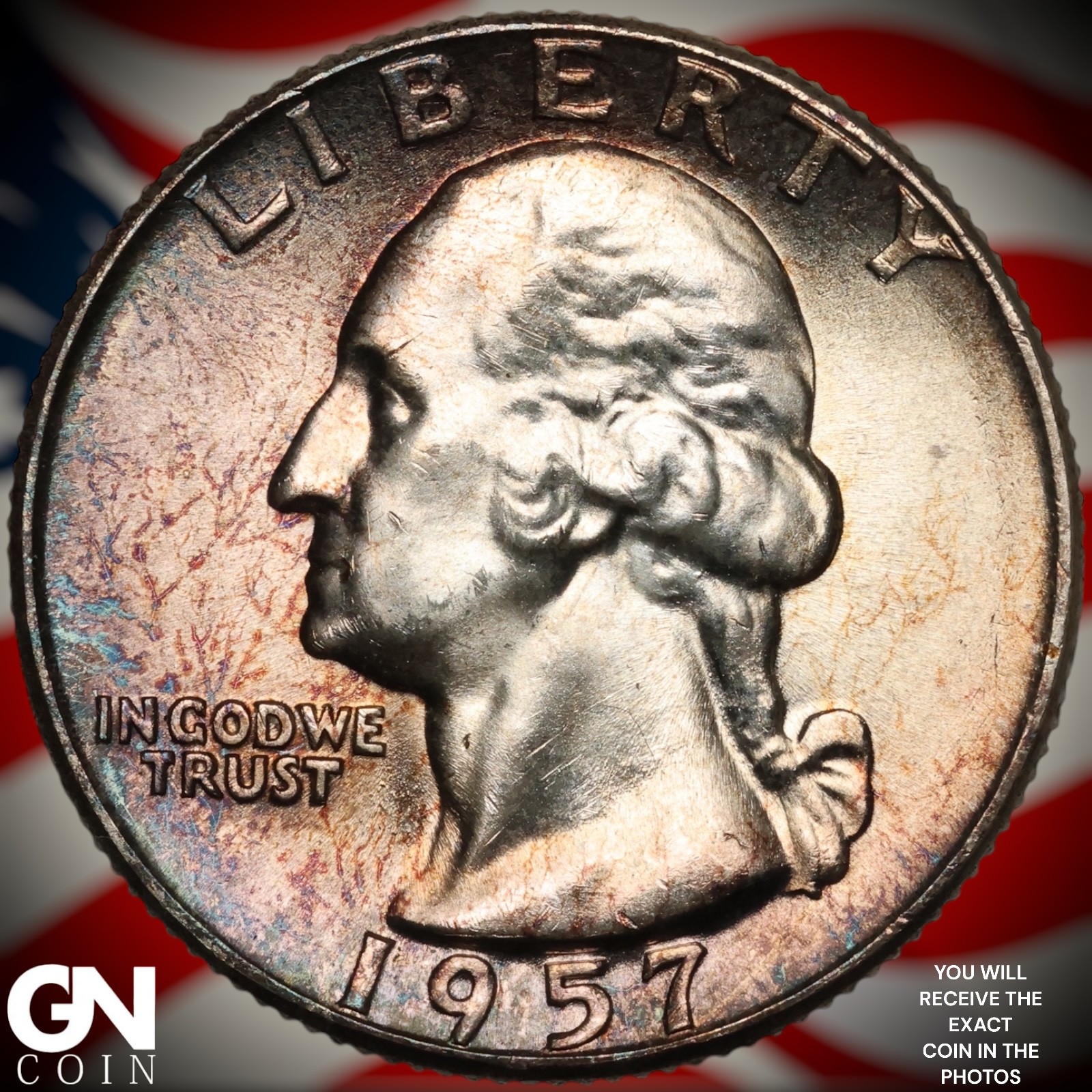 1957 P COLOR Washington Quarter B0994