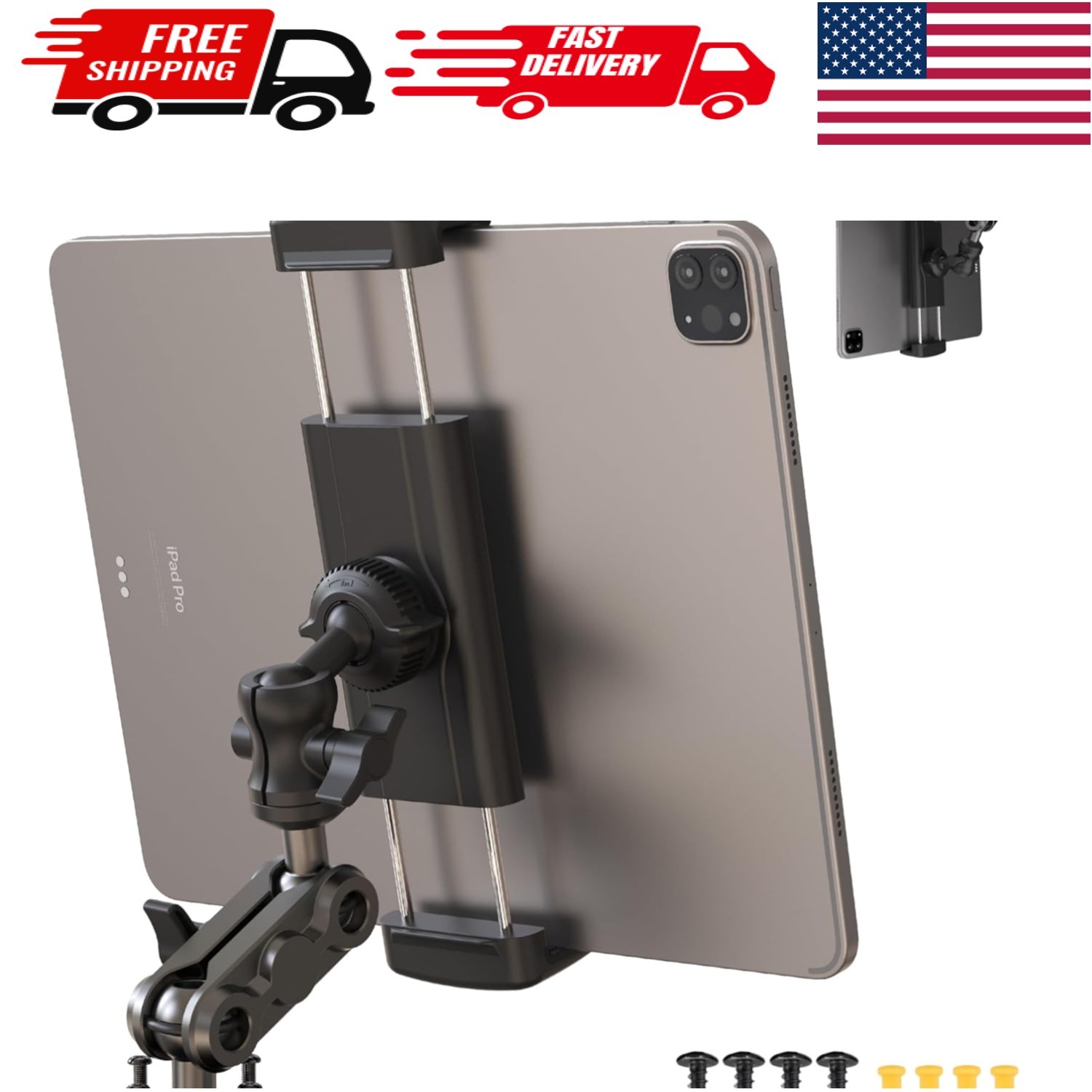 Heavy Duty 360° Rotating Tablet Holder for Cars & Trucks - Installs Effortlessly