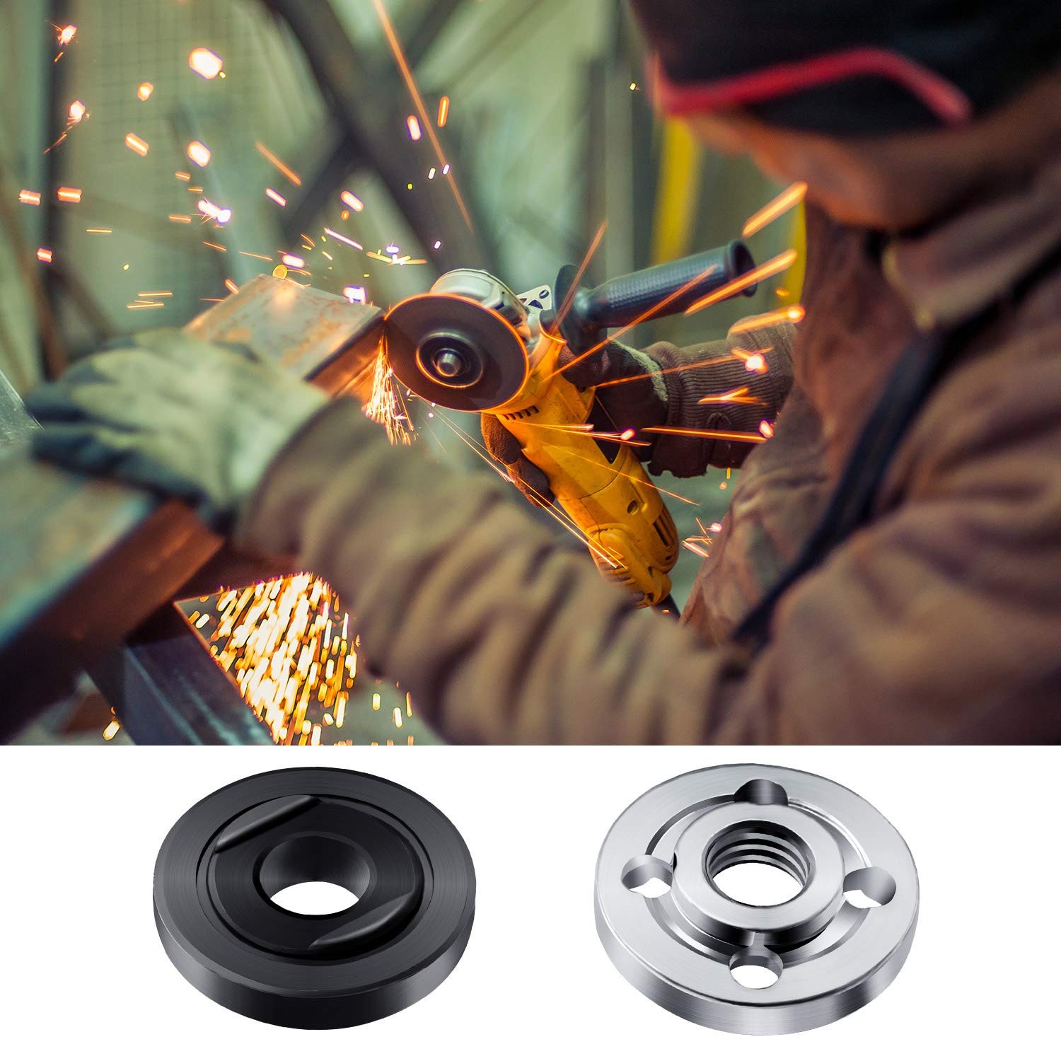 Mudder 10 Pcs 10mm Angle Grinder Flange Nuts and Black,steel
