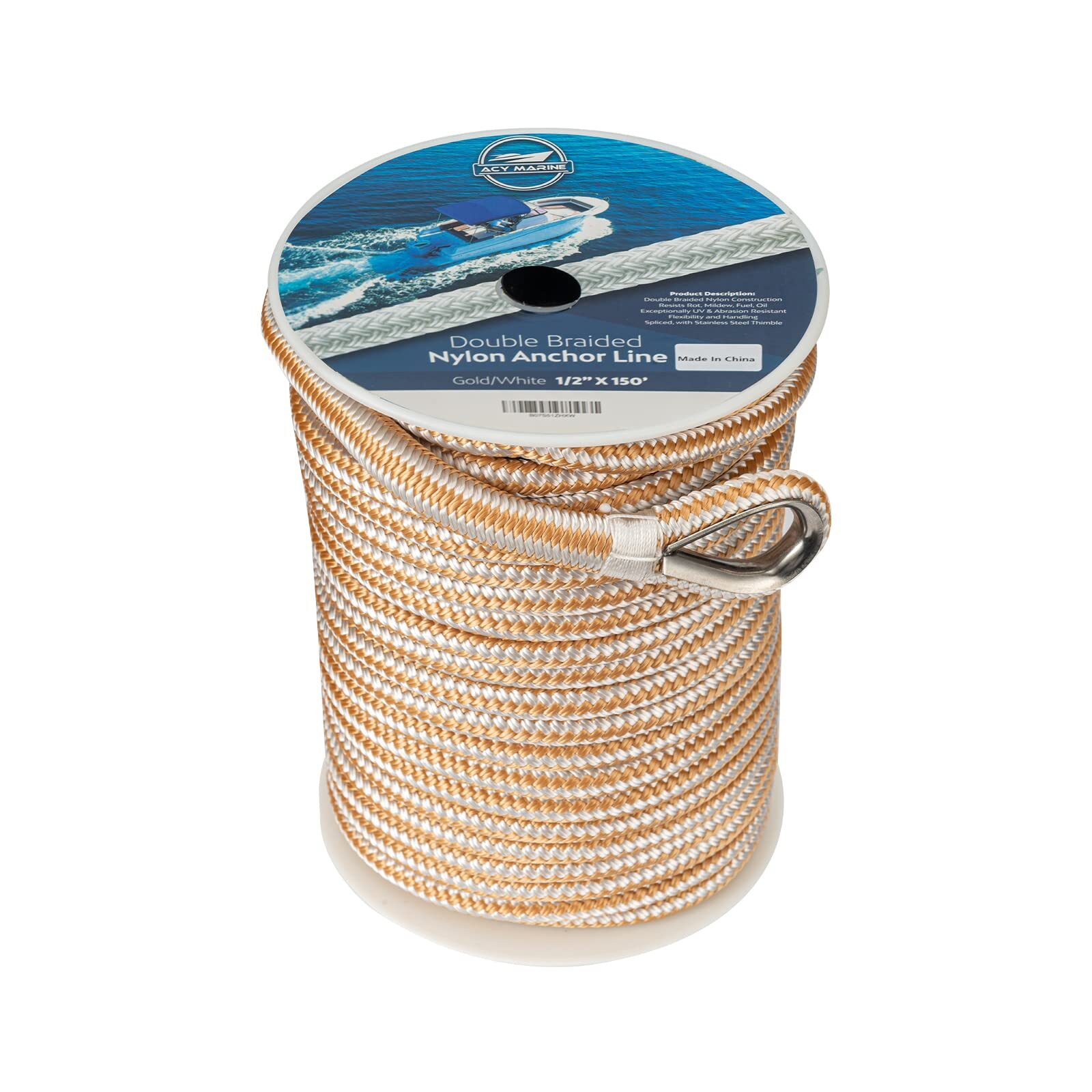 Double Braided Nylon Anchor Line with Stainless Thimble Marine Rope Boat