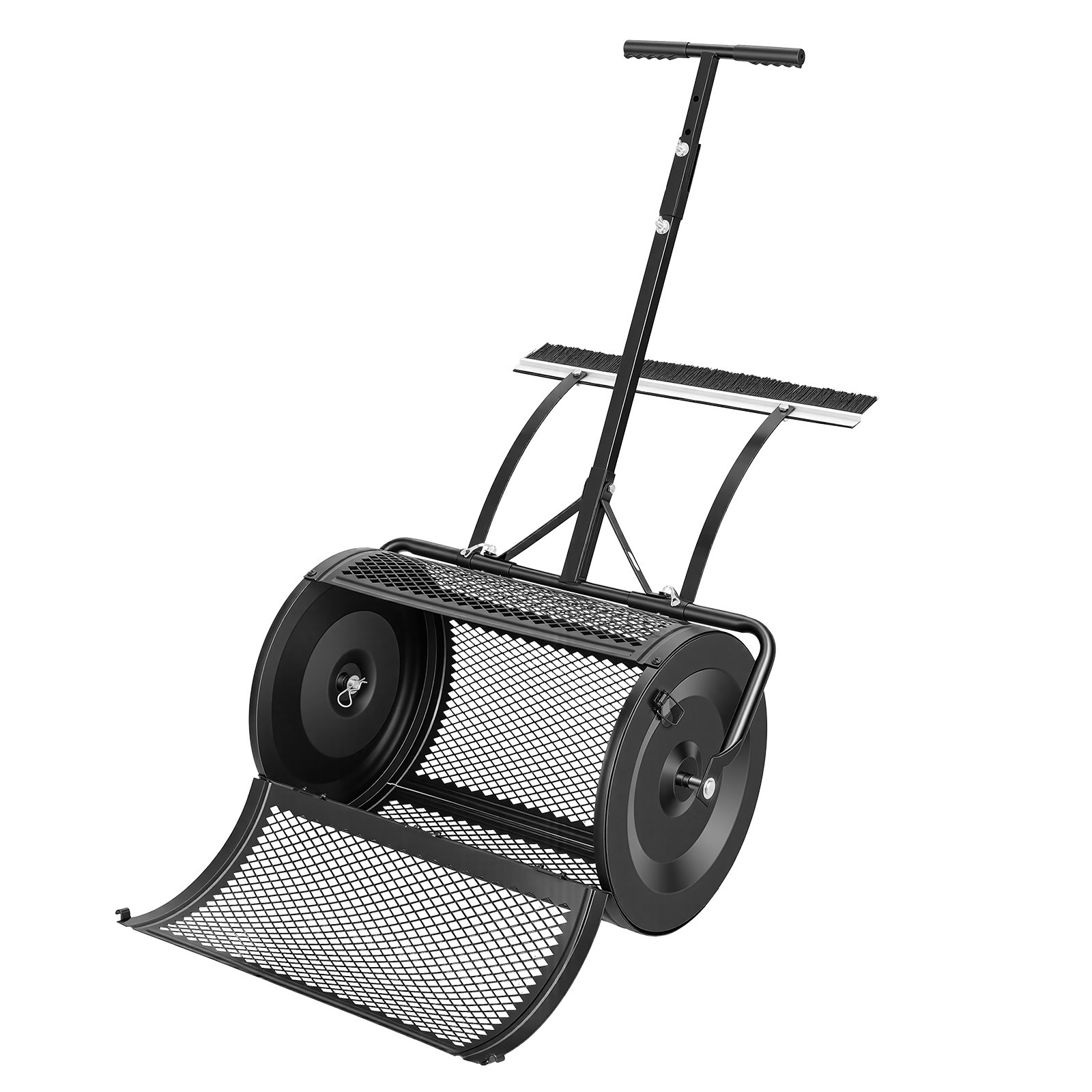 Uimoso Compost Spreader Roller 24" with Push/Tow Handle and Integrated Brush