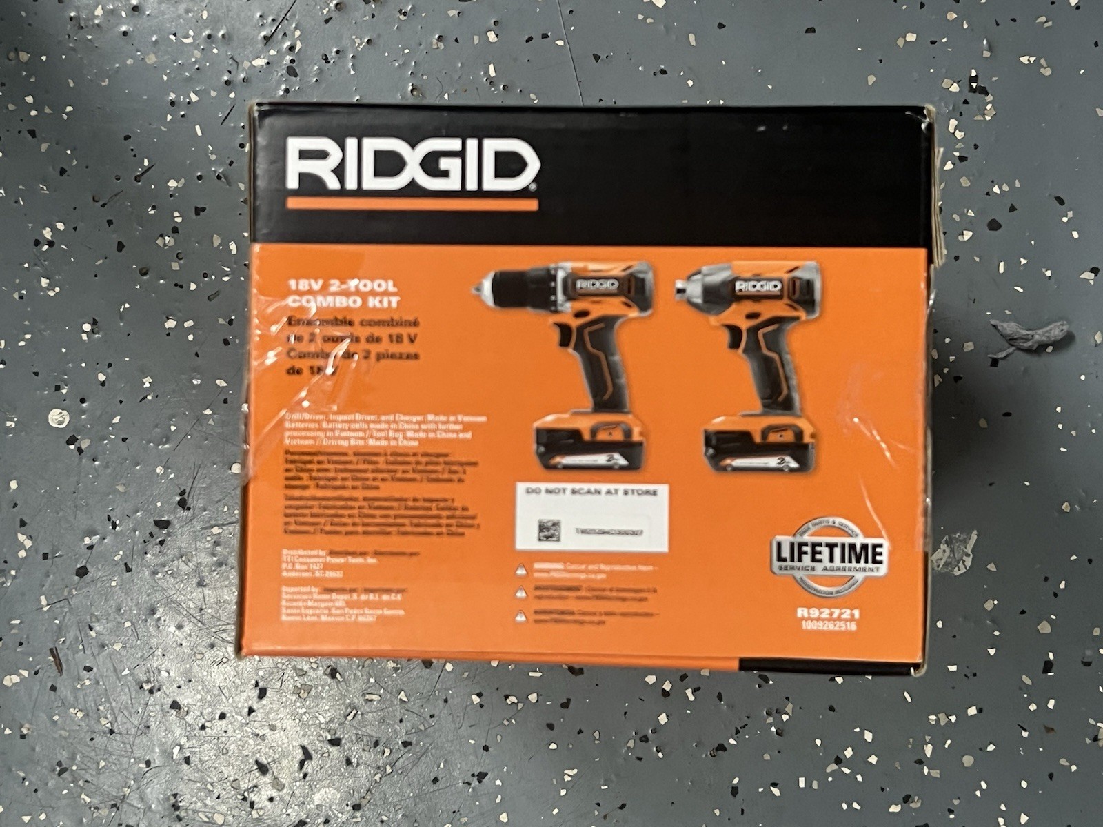 Rigid 18 V two tool kit half inch driver drill cord wrench impact driver R92721