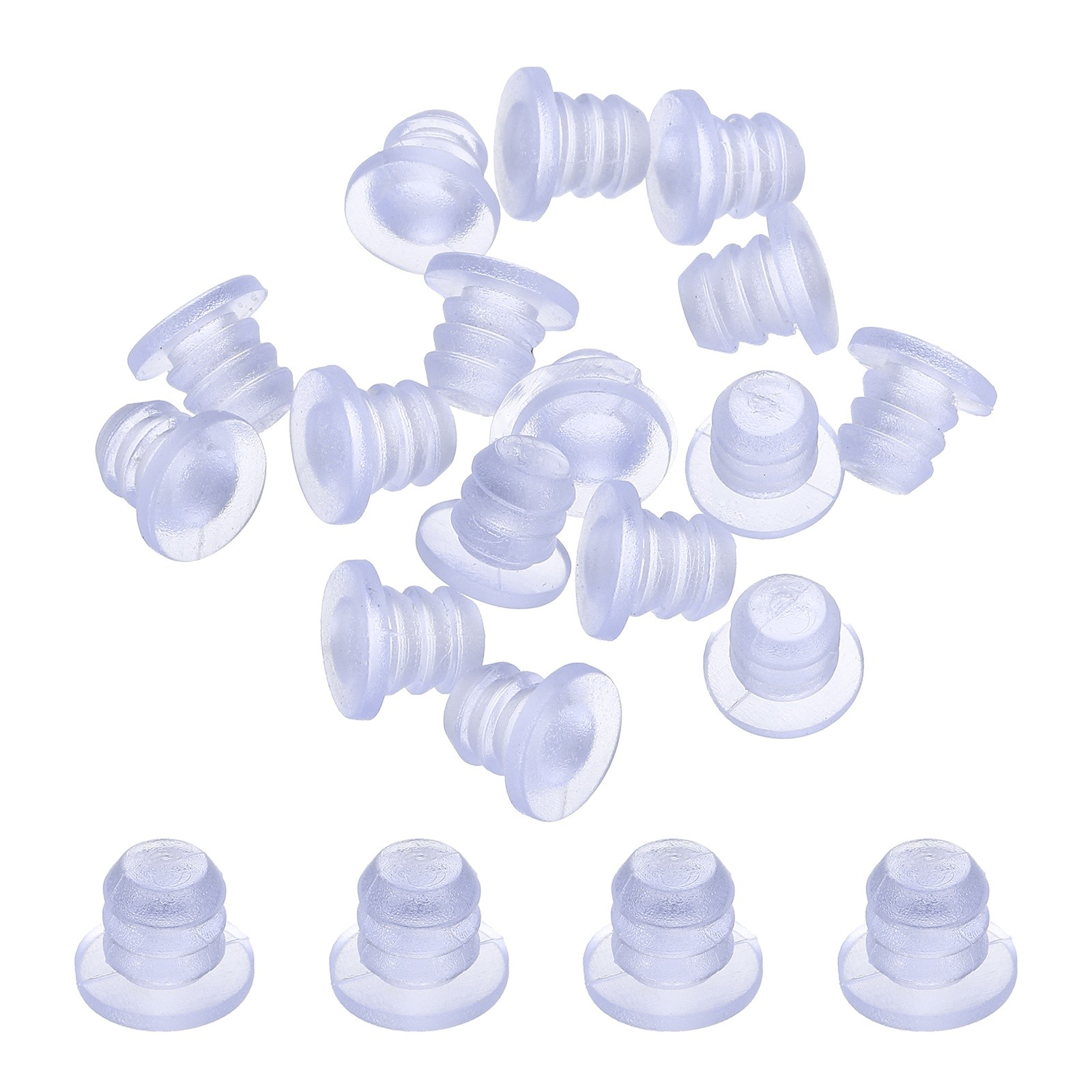 15Pcs 7.5mm/0.3" Clear Anti-slip Pads for Furniture 5mm/0.2" Hole
