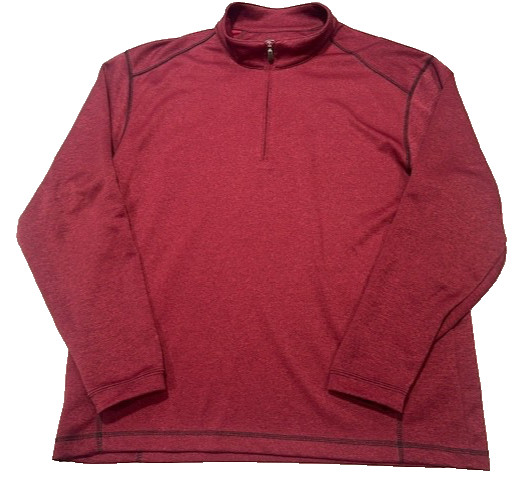 Pebble Beach Men's Performance 1/4 Zip Long Sleeve Red Golf Pullover - Size L