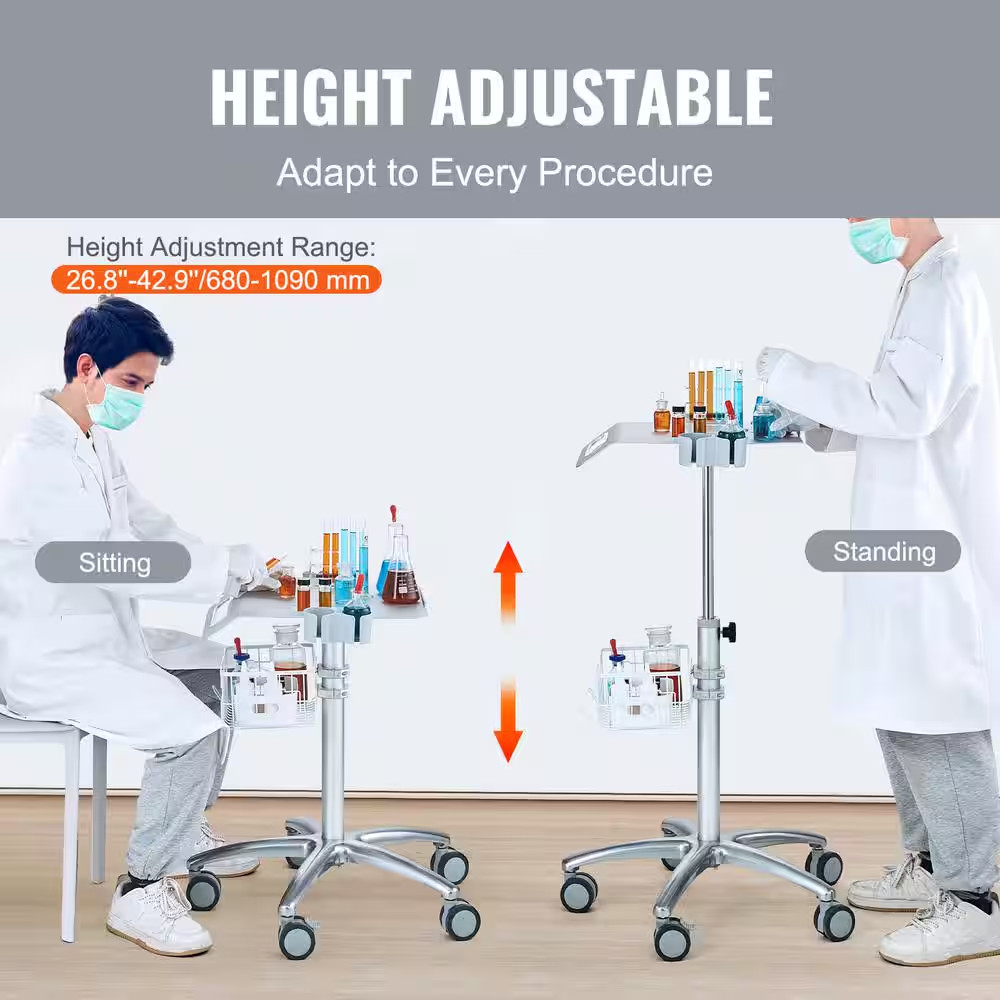 Medical Cart, Salon Cart with Wheels, Mobile Trolley Cart Height Adjustable,Roll
