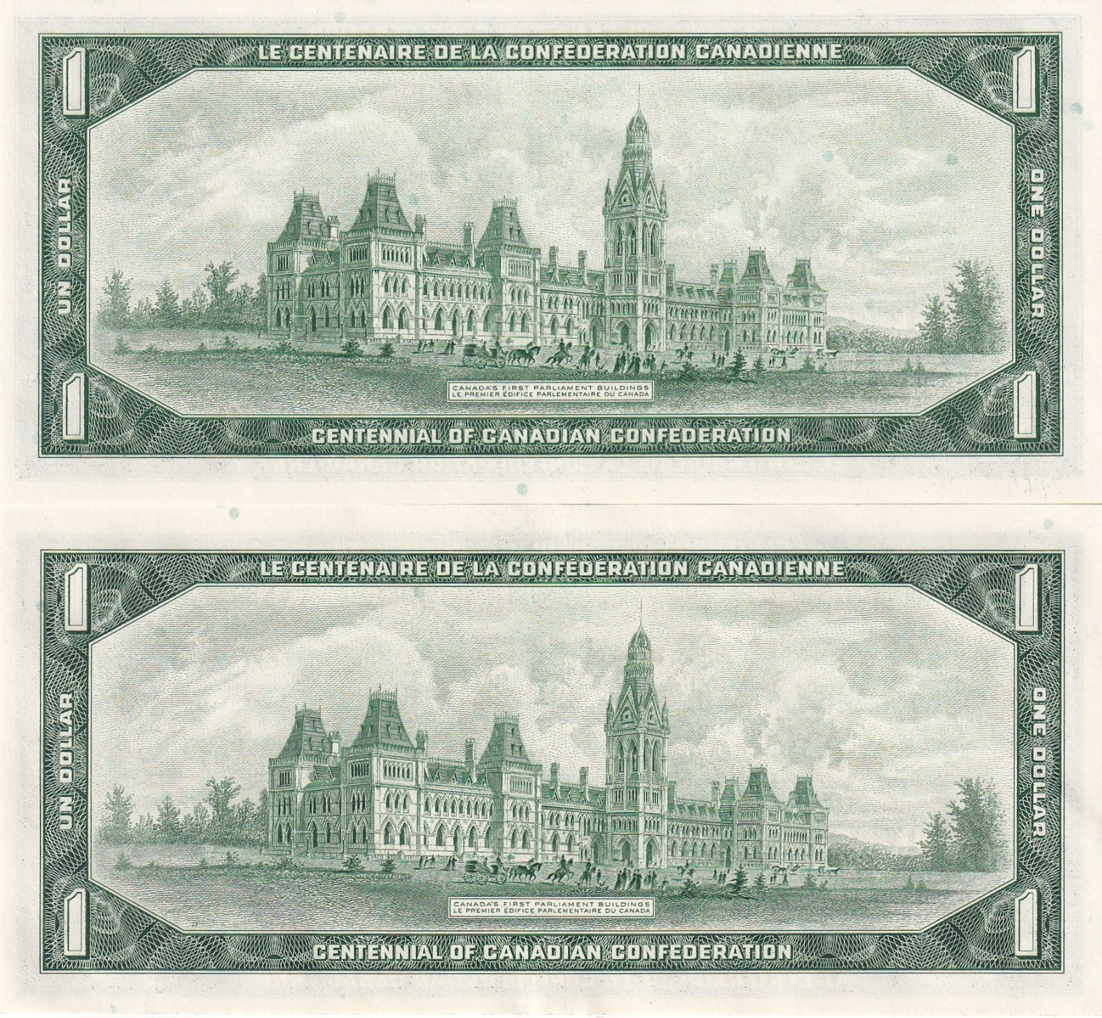 Canada $1 Set of 2 Commemorative 1967 Banknotes AU-UNC