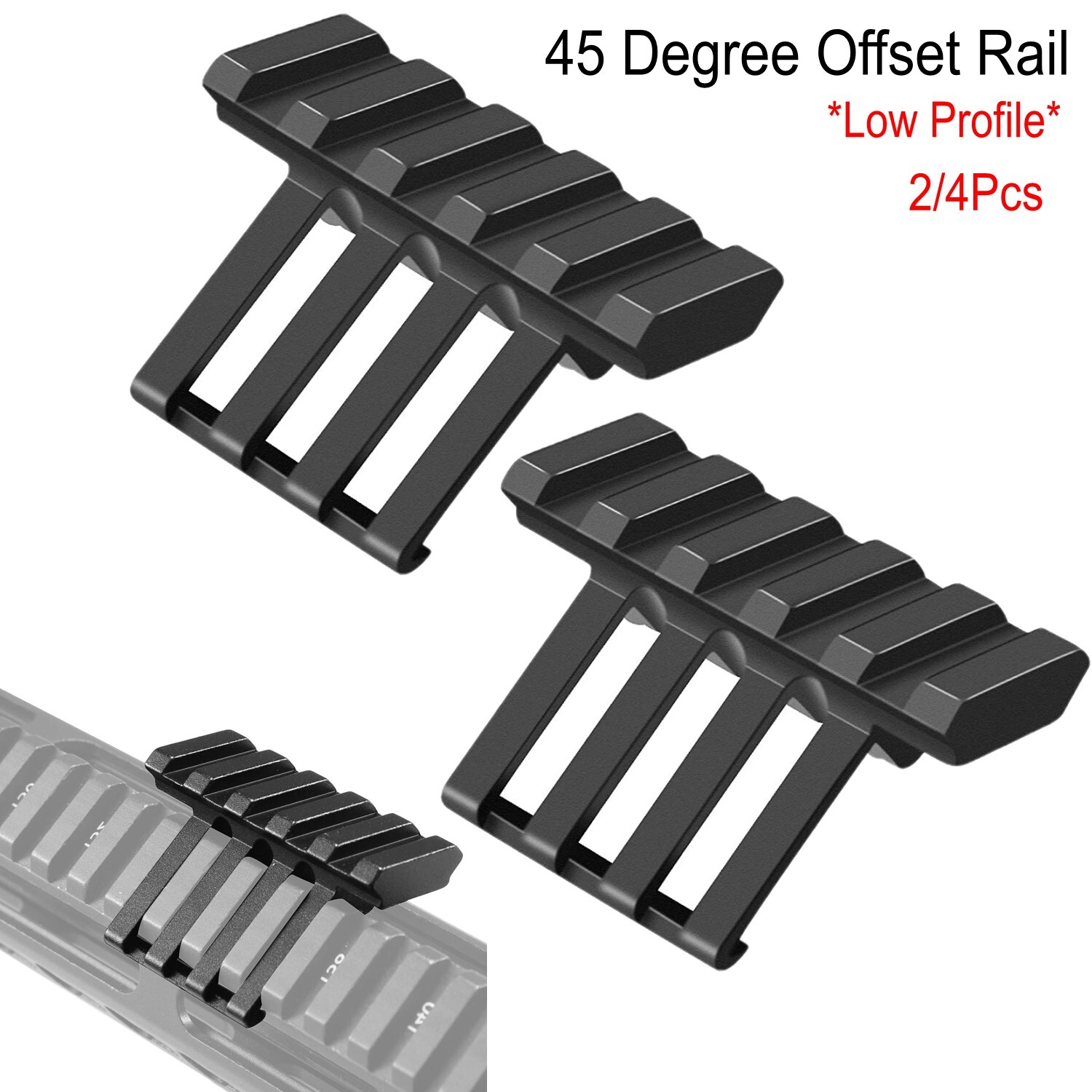 1/2/4Pcs Low Profile Tactical 45 Degree Offset Angle Mount 20MM Picatinny Rail