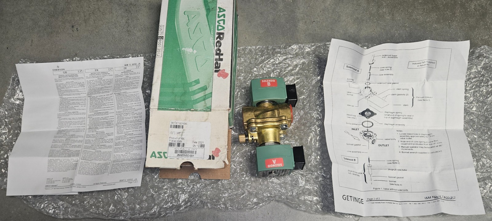 SOLENOID VALVE, NORMALLY CLOSED, 3/4 IN, 24 VAC - Getinge (OEM #: 61301601696)
