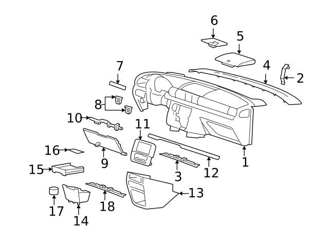 Genuine Ford Instrument Panel Storage Compartment 4F2Z-1713554-AAA