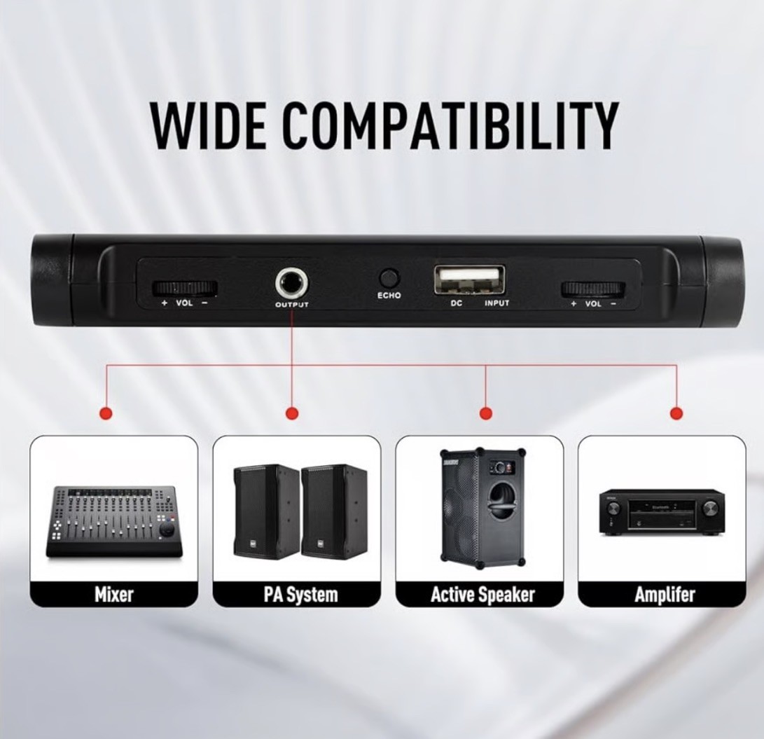 Devil Claw J-8000 Wireless Microphone System, 2 Dual Wireless Mics 262ft Range