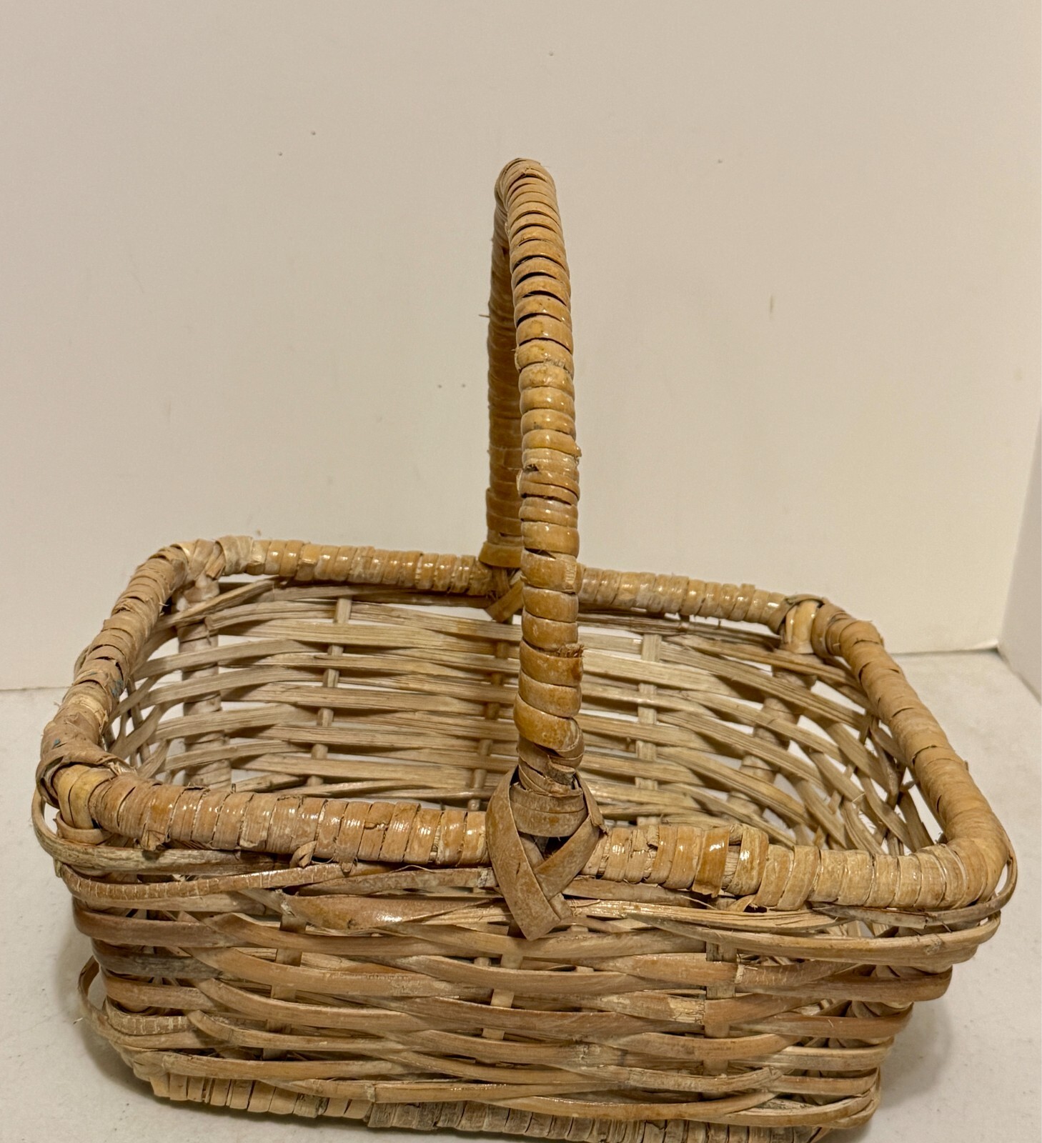 Wicker Woven Storage Basket 12" X 10” X 5” Rectangle 14" Tall with Handle
