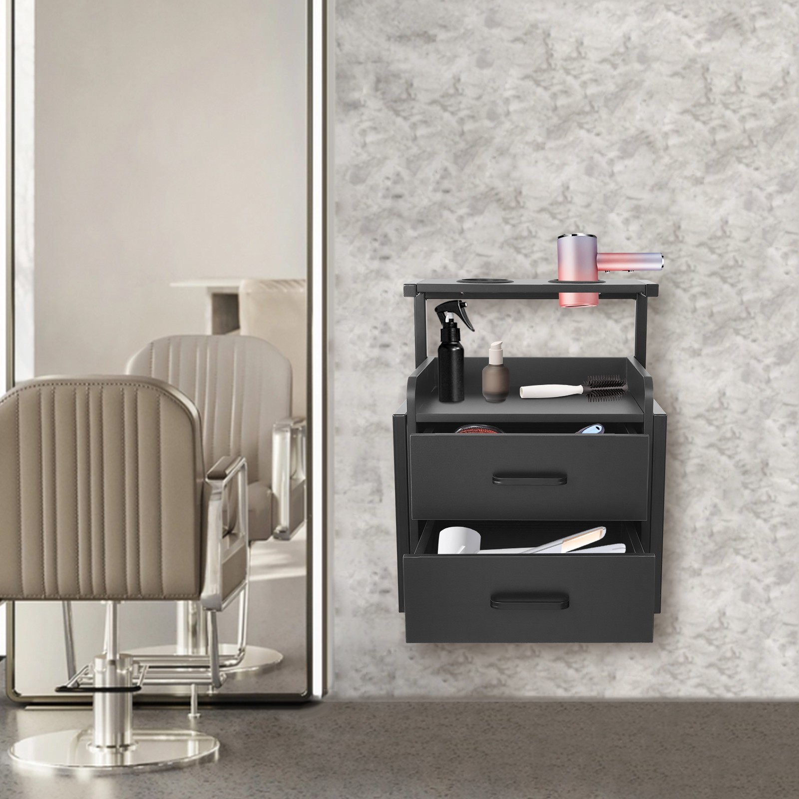 Salon Wall Cabinet Wall Mounted Salon Storage Cabinet Storage Cabinet Black