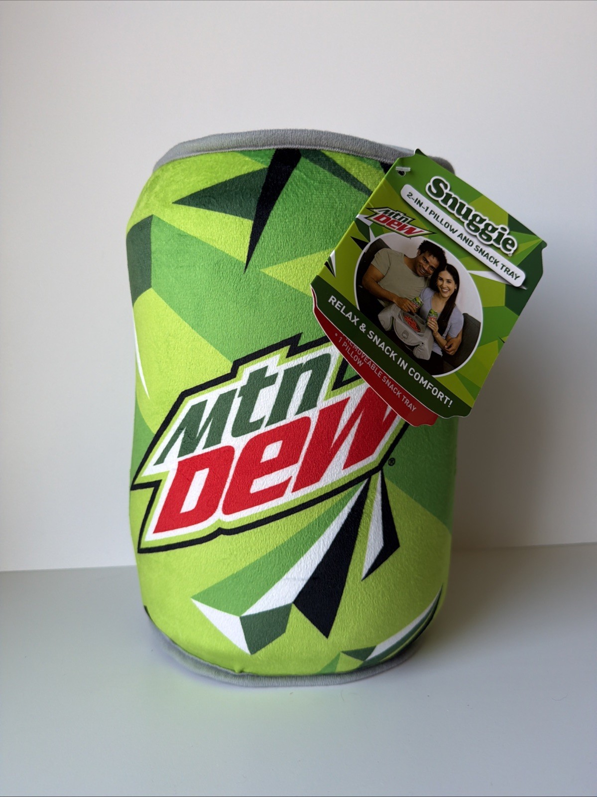 BRAND NEW Mountain Dew Snuggie Pillow / Snack Holder 13"×8" Mt Dew Can Decor HTF