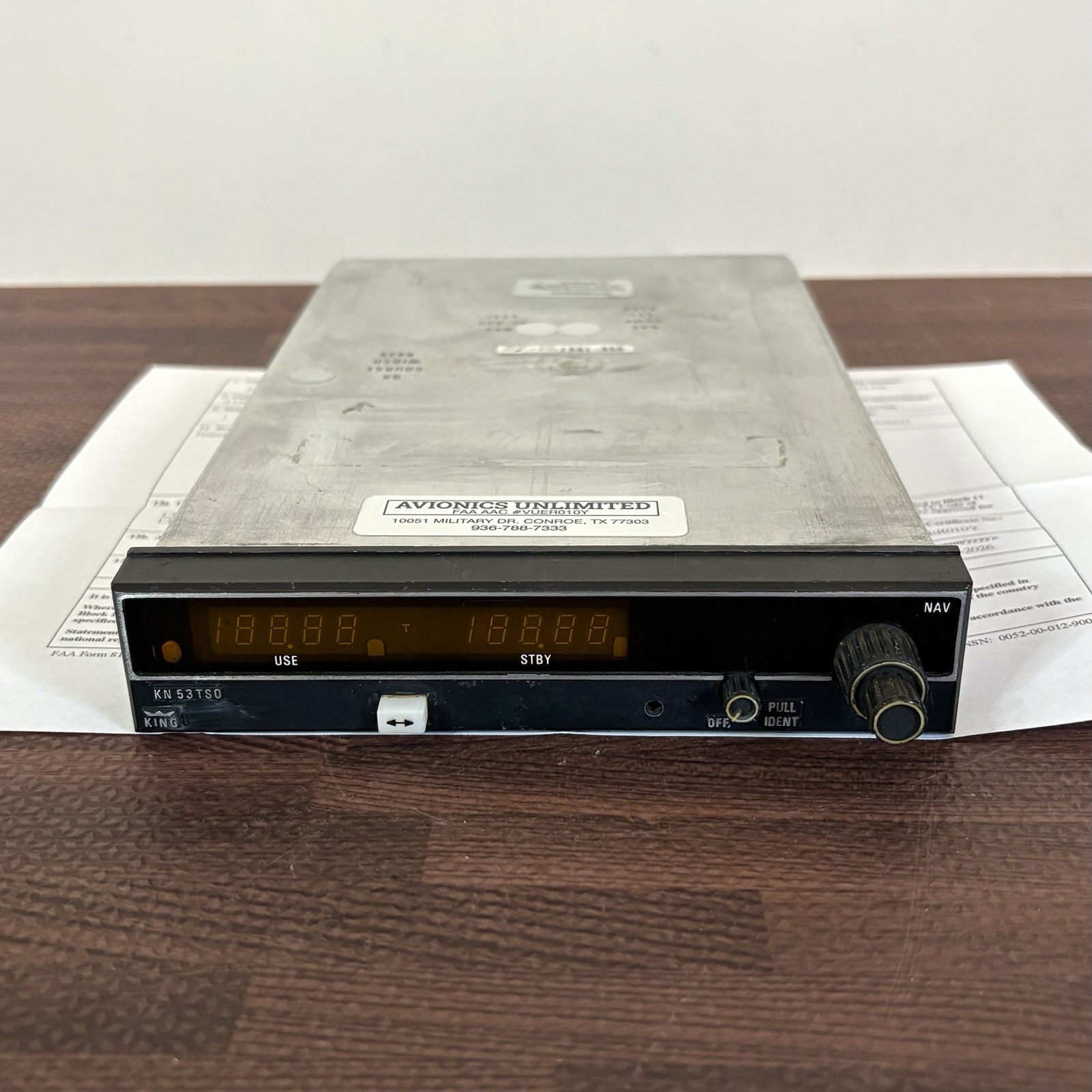 King KN 53 Nav Receiver Without Glideslope 066-1067-01 w/ 8130-3