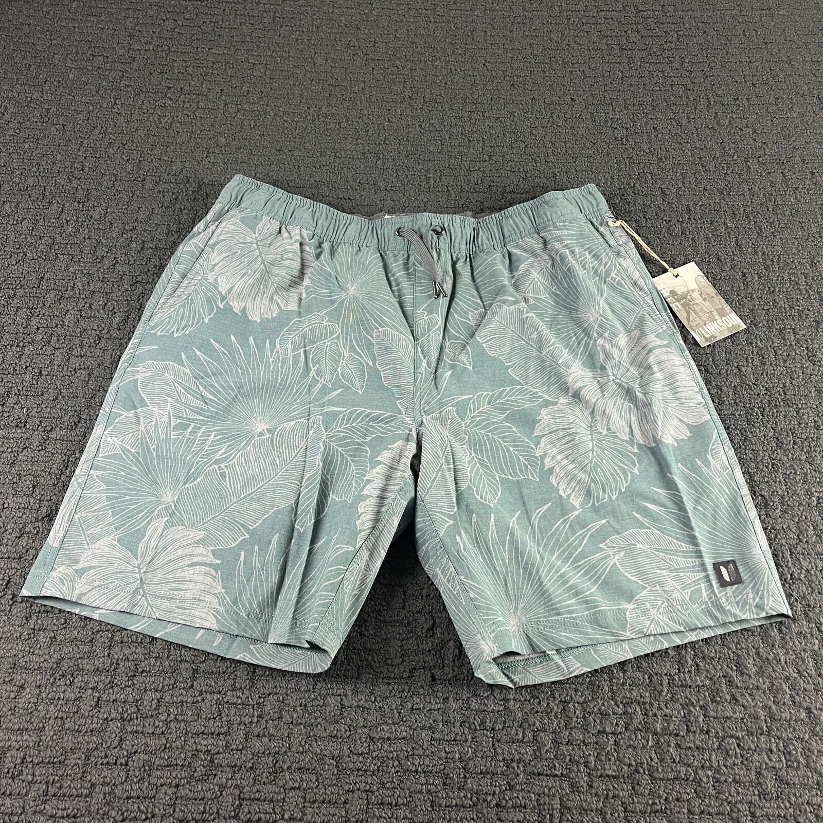 Linksoul Shorts Mens 2XL Green Floral Athletic Lined Stretch Performance Casual