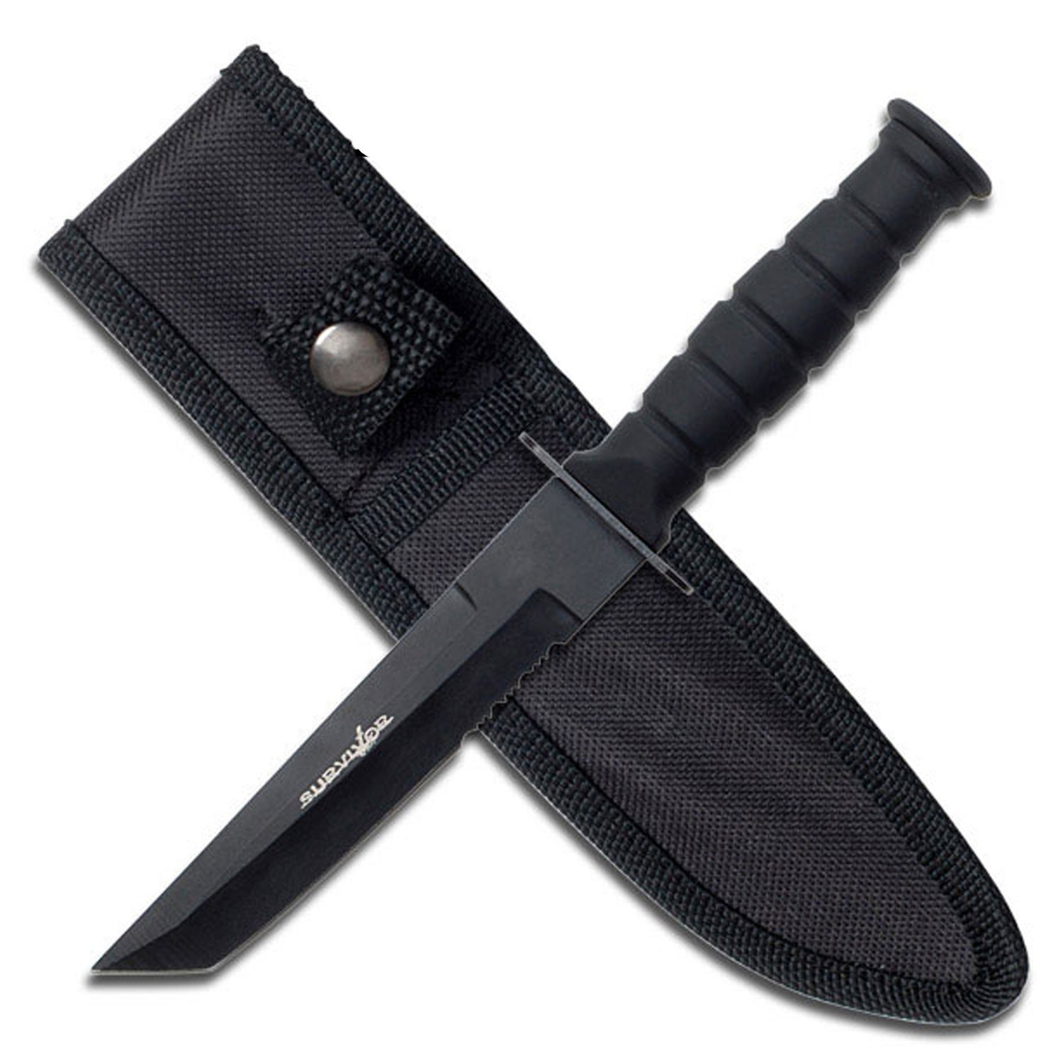 Survivor Fixed Blade Full Tang Knife w/Molded ABS Handle and Nylon Sheath