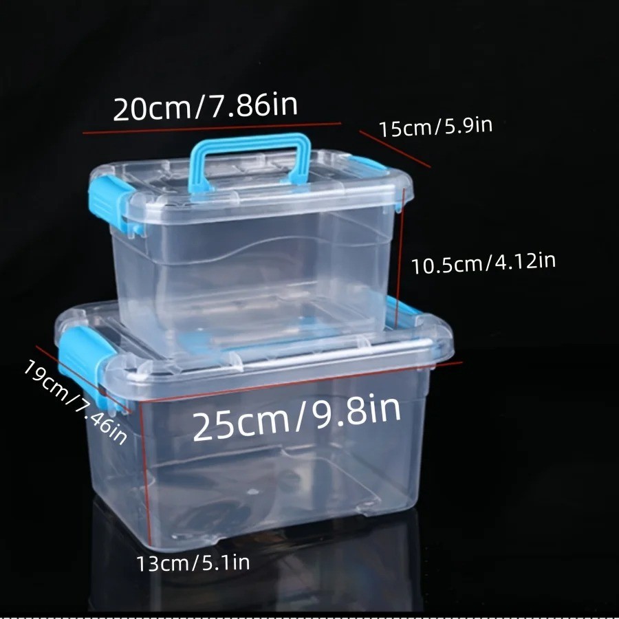 (Pack of 2) Stackable Plastic Tote Box Storage Containers Bin Storage
