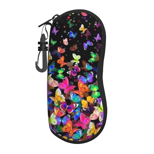 Glasses Case Sunglasses Soft Case Zipper Light Neoprene Colorful Butterfly