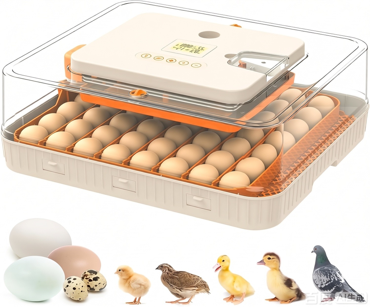 56 Egg Incubator with Auto-Turning, Hatching Temperature & Humidity Control