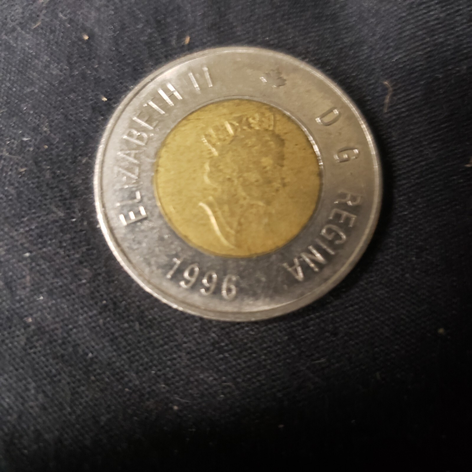 1996 Canadian 2 Dollar Coin Queen Elizabeth II & Polar Bear D.G. Regina Bi-Metal