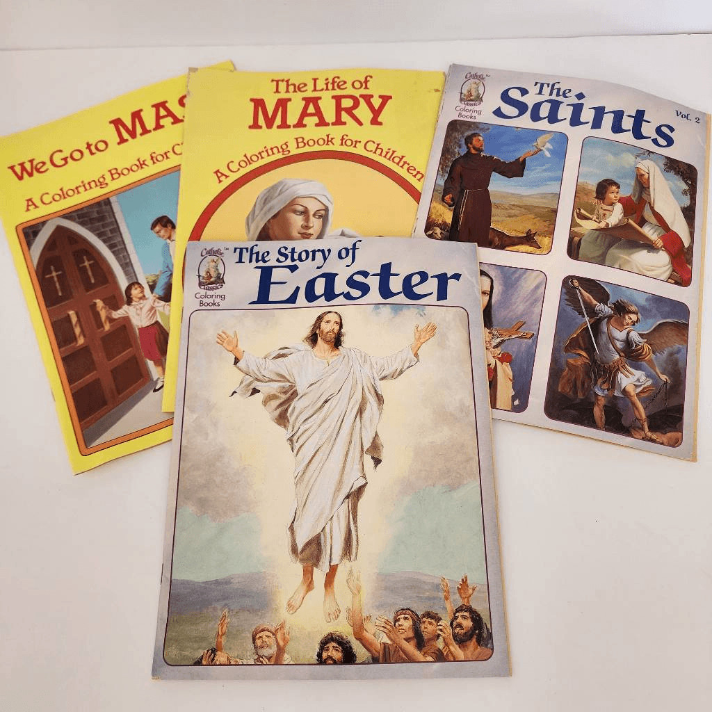 Lot of 4 Vintage Religious Coloring Books