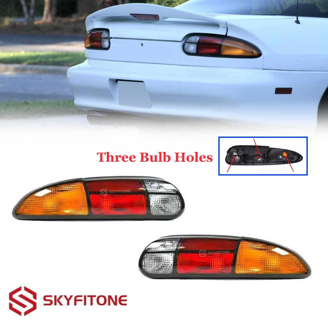 Fits Chevrolet Camaro 1993-2002 JDM Style Rear Tail Brake Lights Red Amber Pair