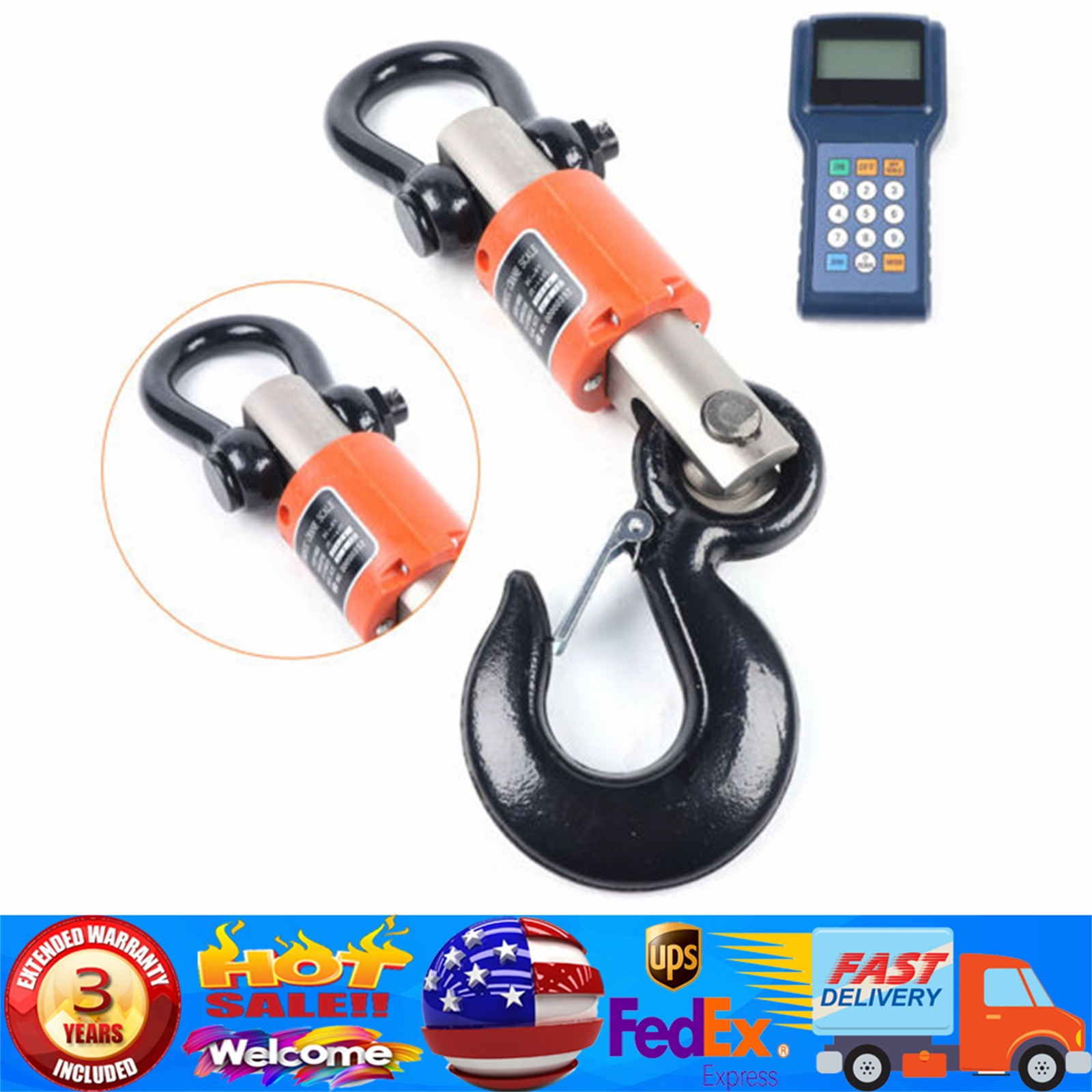 10000kg 10T HD Wireless Electronic Digital Hanging Crane Scale W/ Handheld Meter