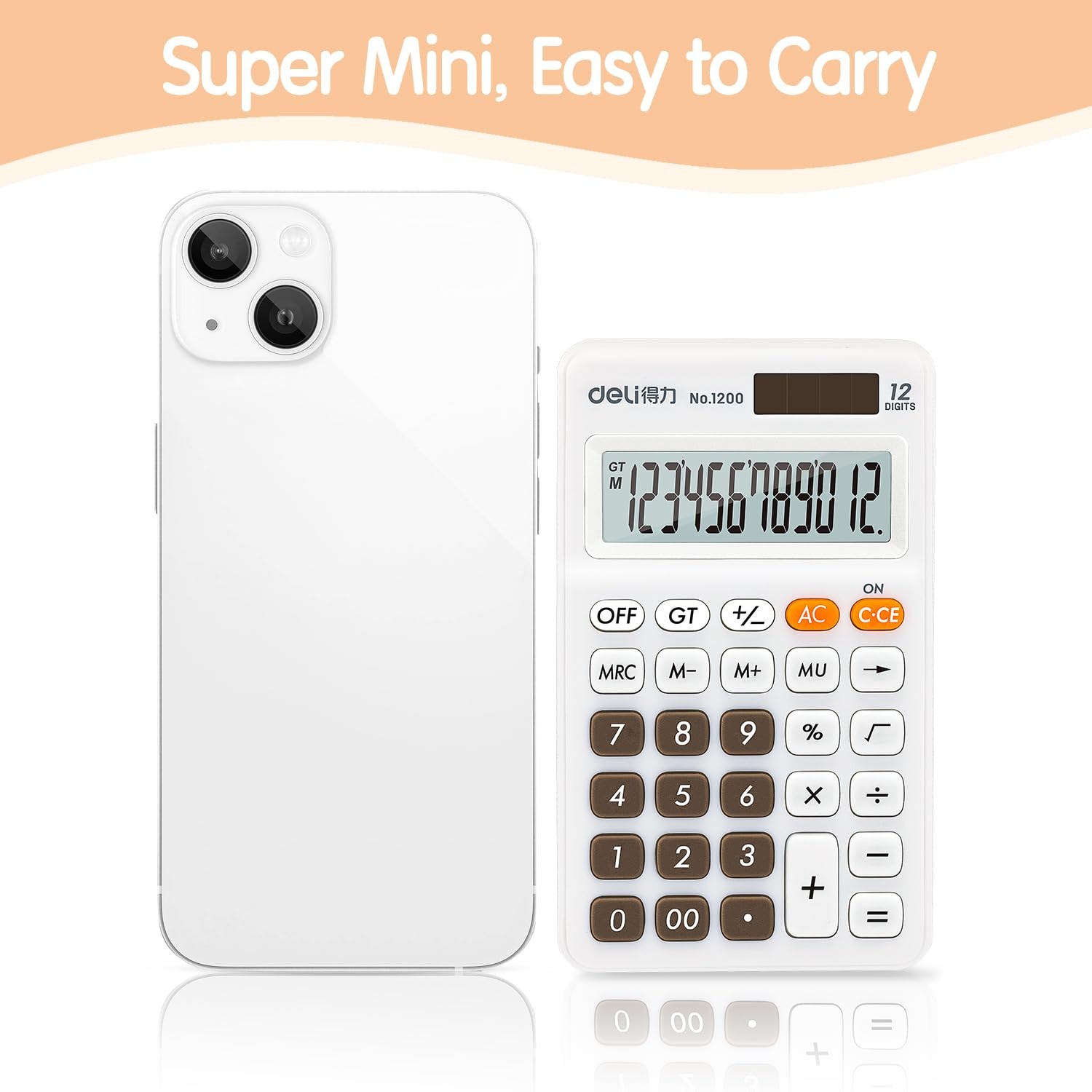 Deli Standard Function Basic Calculator, 12 Digit Desktop Calculator with Large