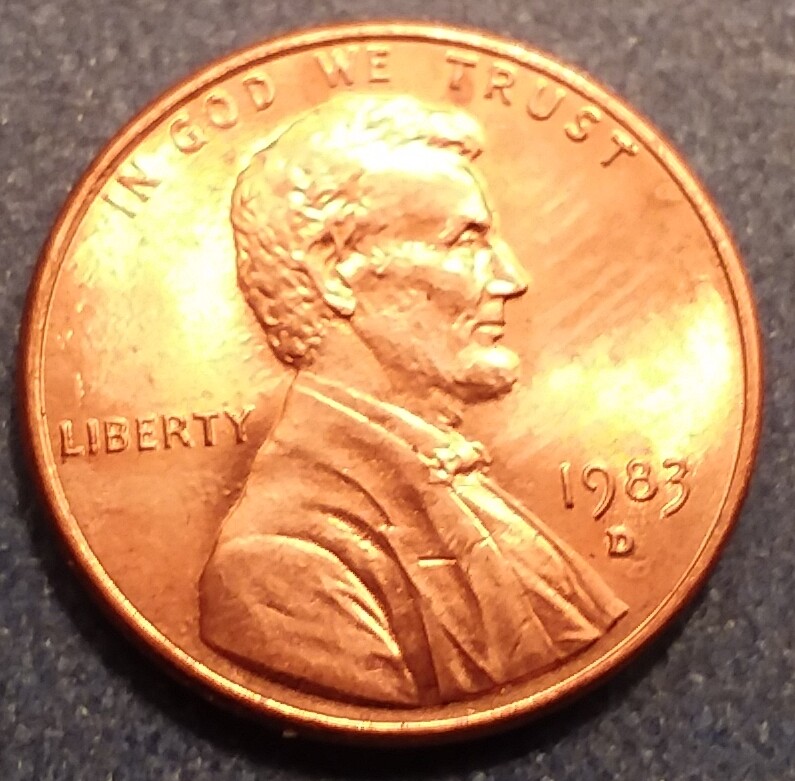 1983-D Brilliant Uncirculated Lincoln Cent.  Ships Free.  BU condition.