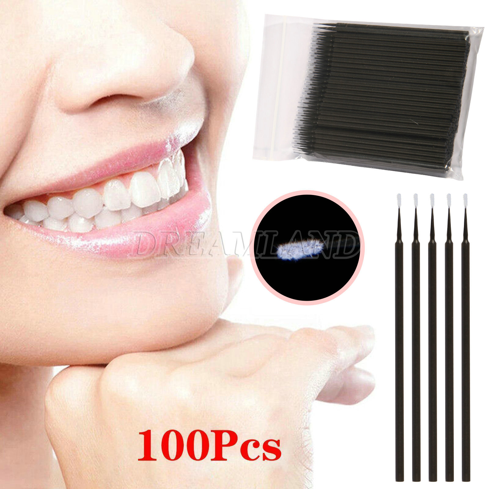 100pc Dental Micro Brush Disposable Eyelash Medium Tooth Applicators