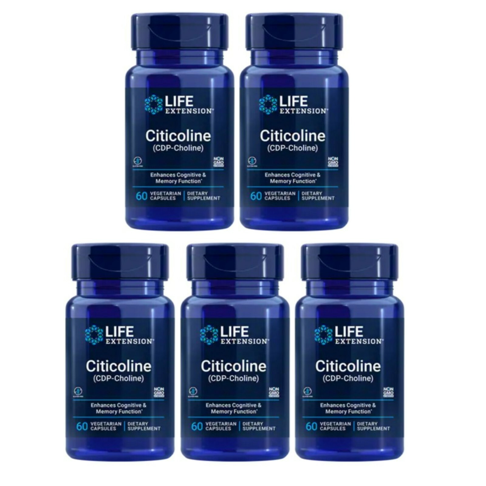 Life Extension Citicoline (CDP-Choline) - 60 Vegetarian Capsule 5 PACK
