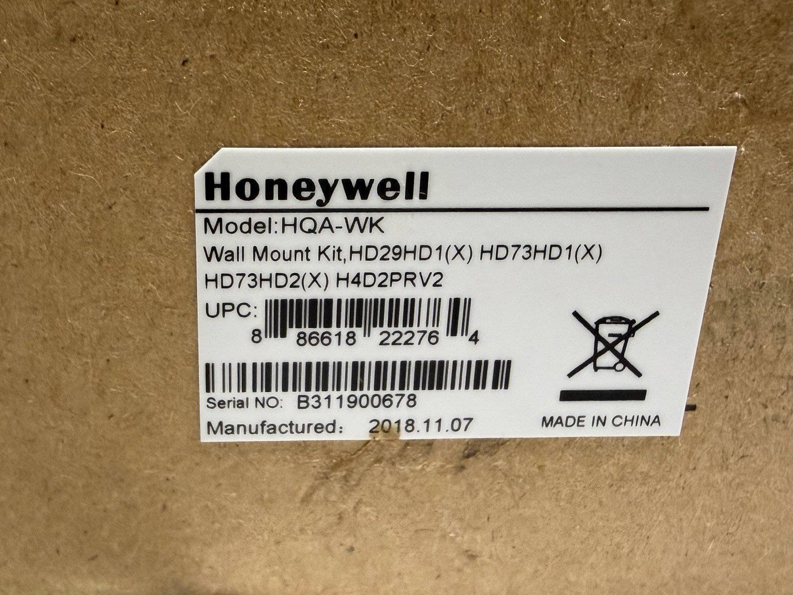 NEW Honeywell HQA-WK Wall Mount
