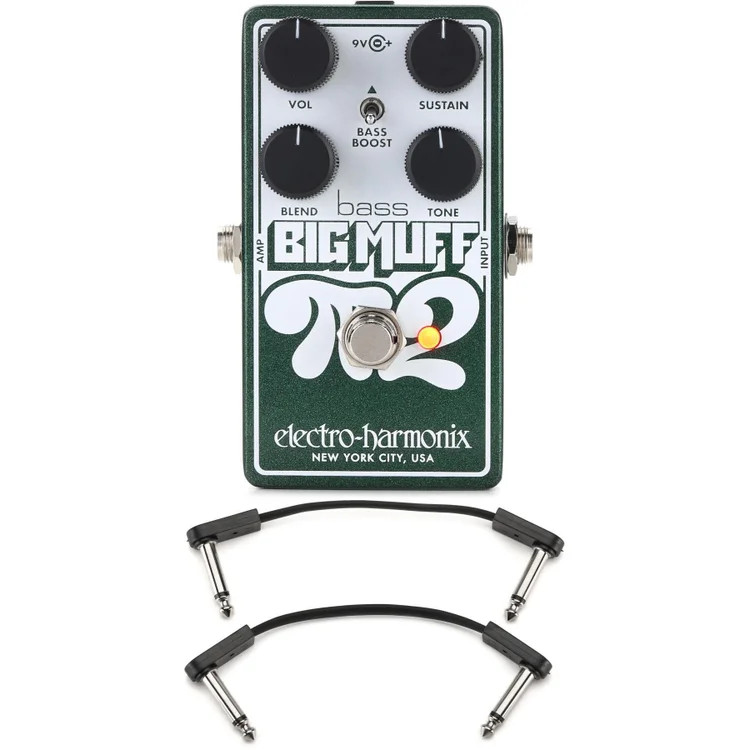 Electro-Harmonix Bass Big Muff Pi 2 Fuzz Pedal with EBS Patch Cables