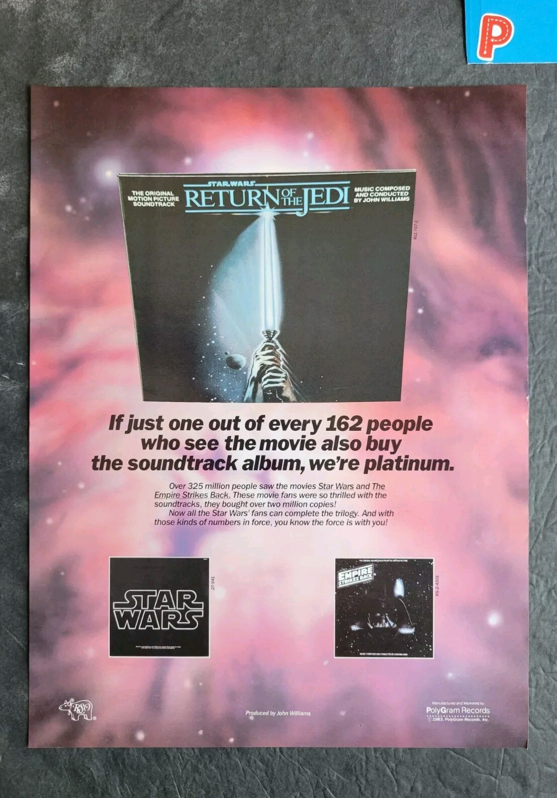 The Return Of the Jedi Soundtrack Album Promo Print Advertisement Vintage 1983
