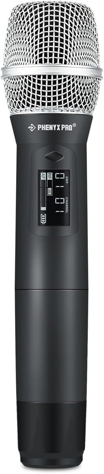 UHF Wireless Handheld Microphone with Selectable Frequencies for True Diversity